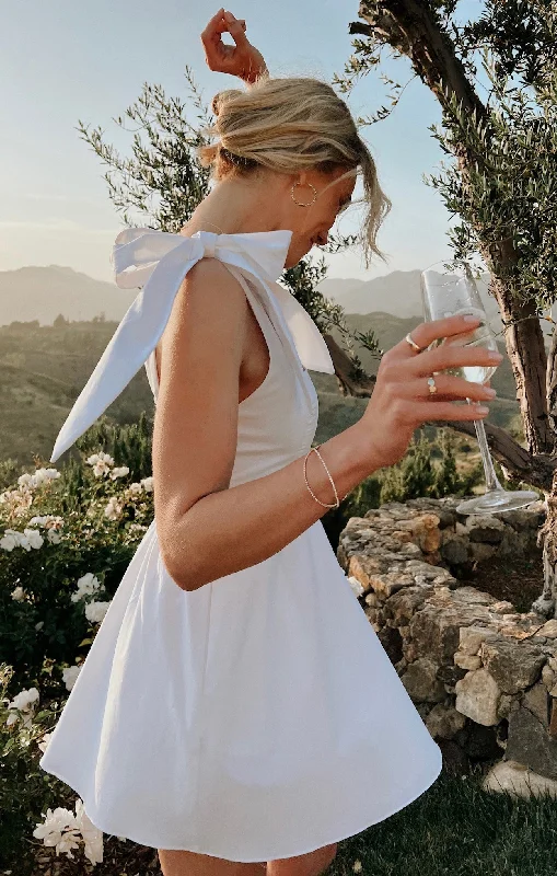 Embroidered Letters Claire Mini Dress ~ White Poplin