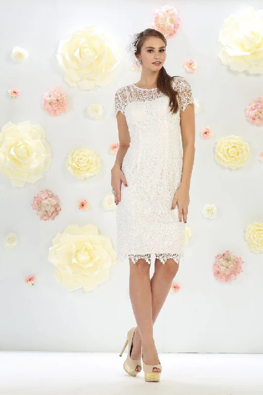 Elegant And Charming May Queen - MQ1253 Stylish Cap Sleeve Lace Formal Dress