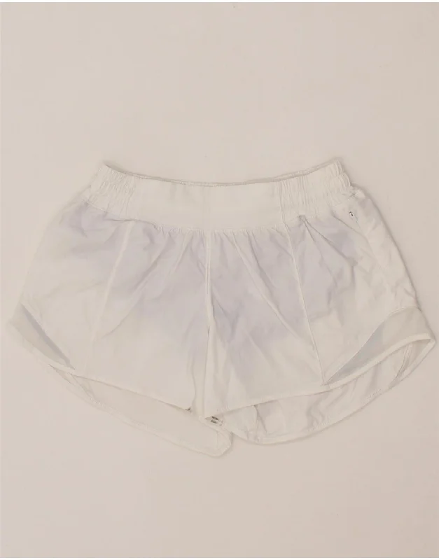 Classic Color LULULEMON Womens Sport Shorts US 4 Small  White Nylon