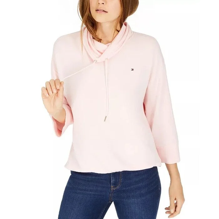 Fresh And Capable Tommy Hilfiger Women's Drawstring Cowl-Neck Sweatshirt Pink Size Medium