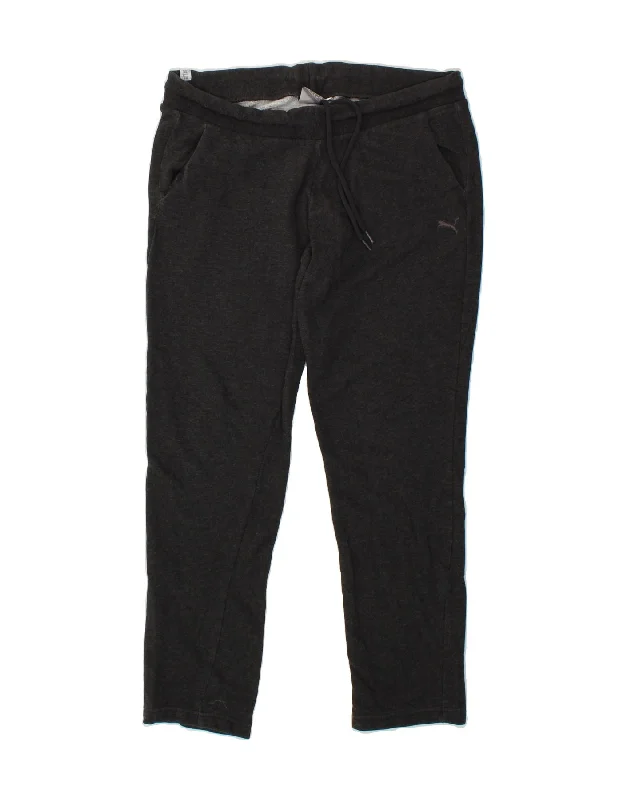 Embroidery Design PUMA Womens Tracksuit Trousers UK 16 Large Grey