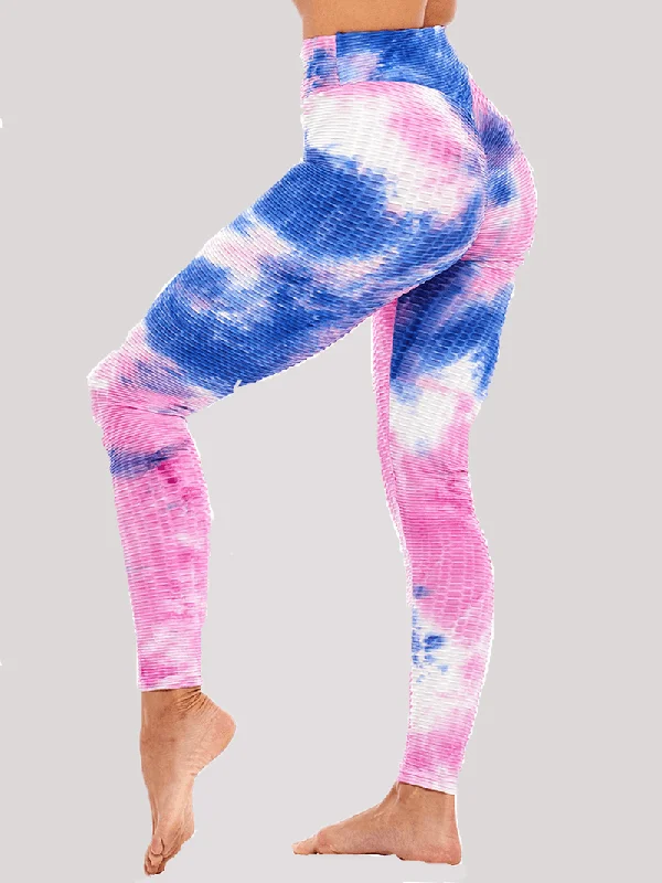 Floral Prints Tie-Dye Random Print High Waist Slim Sport Yoga Casual Leggings for Women