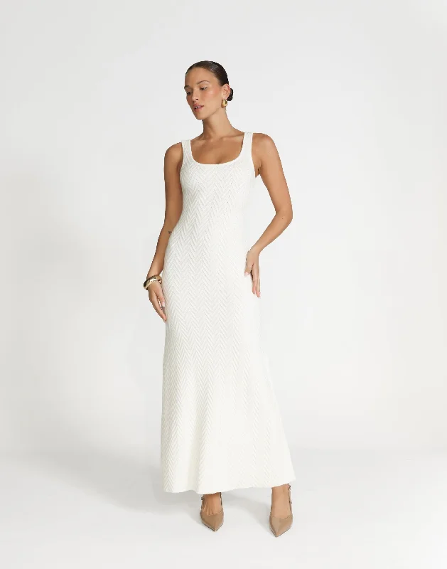 Embroidery Design Jacqueline Maxi Dress (Off White)