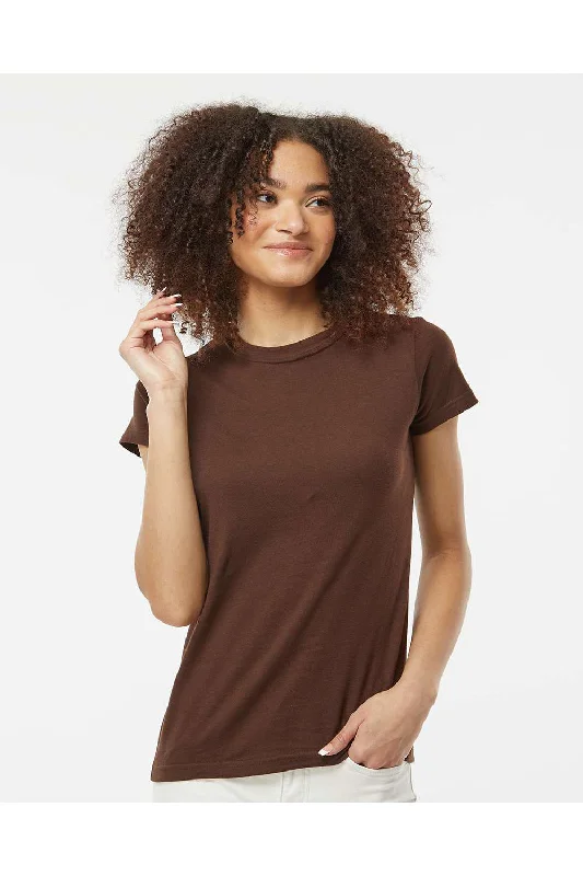 Versatile Items Tultex Womens Fine Jersey Slim Fit Short Sleeve Crewneck T-Shirt - Brown