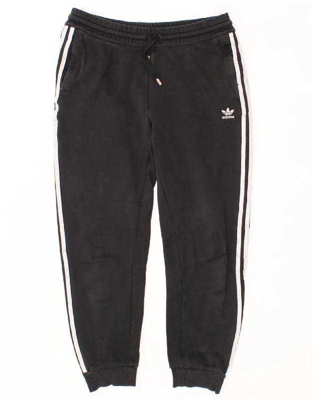 Floral Prints ADIDAS Womens Tracksuit Trousers Joggers UK 12 Medium Black Cotton
