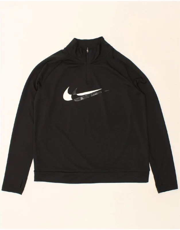 Fashionable And Versatile NIKE Womens Dri Fit Graphic Pullover Tracksuit Top UK 14 Medium Black