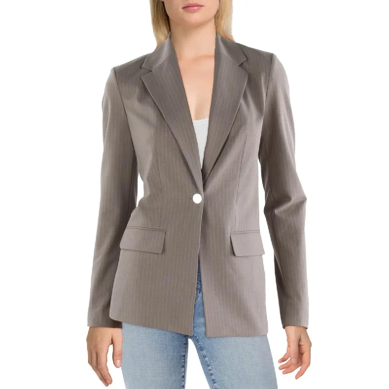 New Season Series Calvin Klein Womens Pinstripe Suit Separate One-Button Blazer