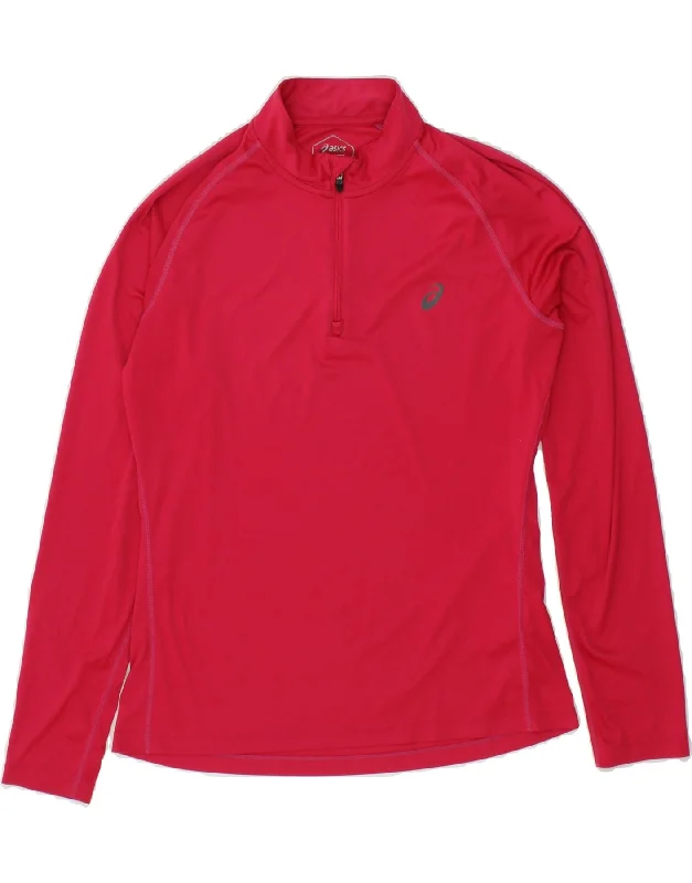 High-end Fashion ASICS Womens Zip Neck Pullover Tracksuit Top UK 14 Medium Pink Polyester High-end Fashion ASICS Womens Zip Neck Pullover Tracksuit Top UK 14 Medium Pink Polyester