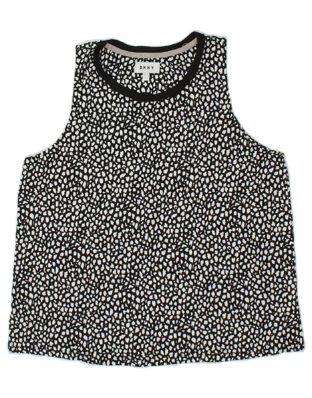 Stretch Design DKNY Womens Graphic Vest Top UK 14 Medium Grey Spotted Polyester