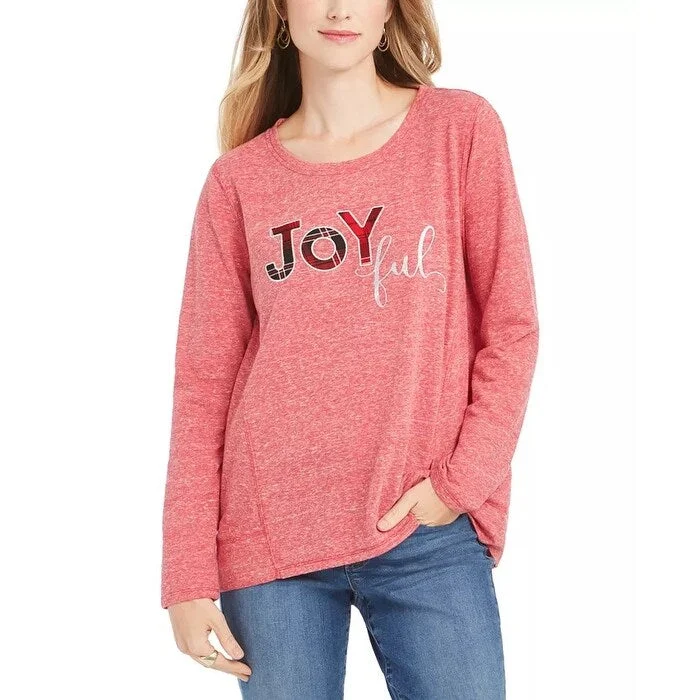 Fashion Design Style & Co Women's Joyful Graphic Sweatshirt Red Size Large