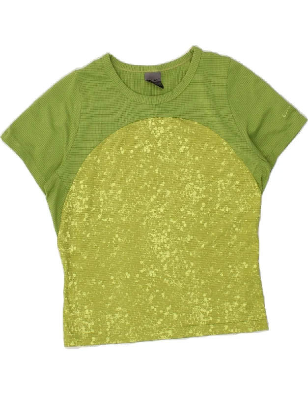 Simple And Comfortable NIKE Womens Crop T-Shirt Top UK 16/18 XL Green Colourblock