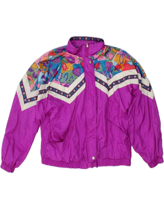 Celebrity Must-have VINTAGE Womens Tracksuit Top Jacket UK 16 Large Pink Floral Nylon Celebrity Must-have VINTAGE Womens Tracksuit Top Jacket UK 16 Large Pink Floral Nylon