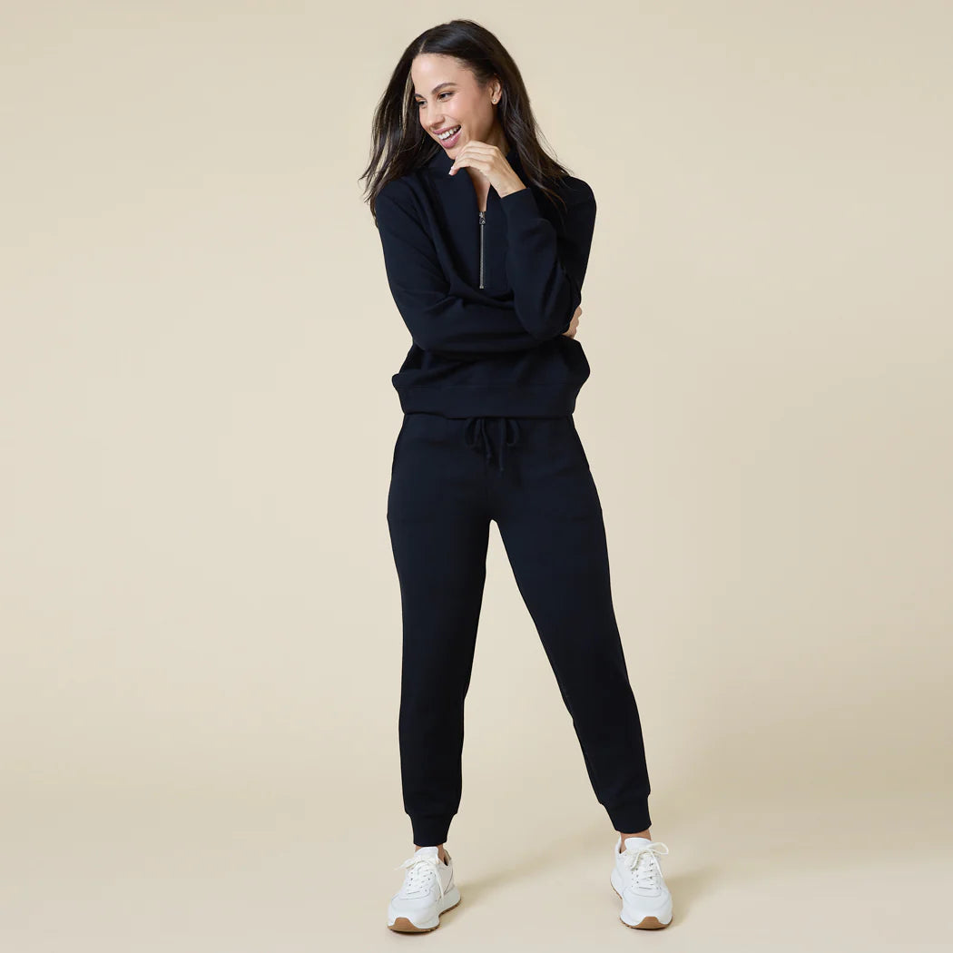 Elegant And Charming DreamTech 1/4 Zip Jogger Set - Black