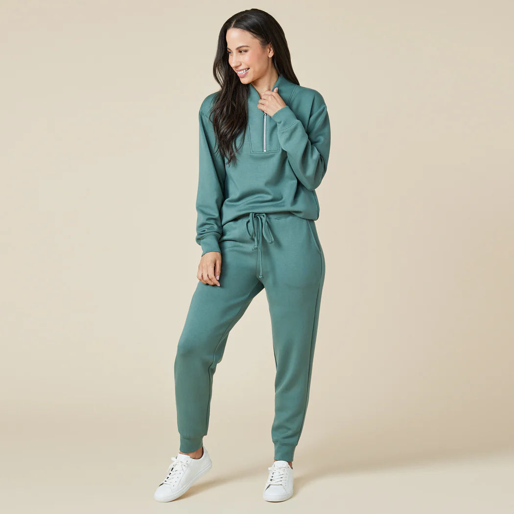High Street Design DreamTech 1/4 Zip Jogger Set - Dusty Green