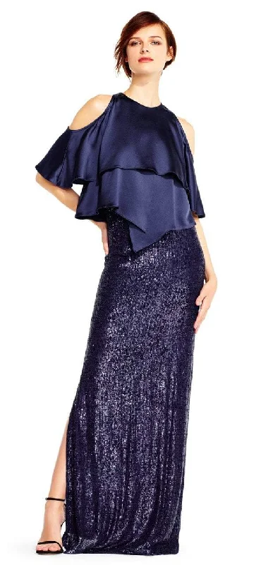 End Of The Year Aidan Mattox MD1E201424 Jewel Neck Popover Sequined Gown - 1 pc Twilight in Size 10 Available End Of The Year Aidan Mattox MD1E201424 Jewel Neck Popover Sequined Gown - 1 pc Twilight in Size 10 Available