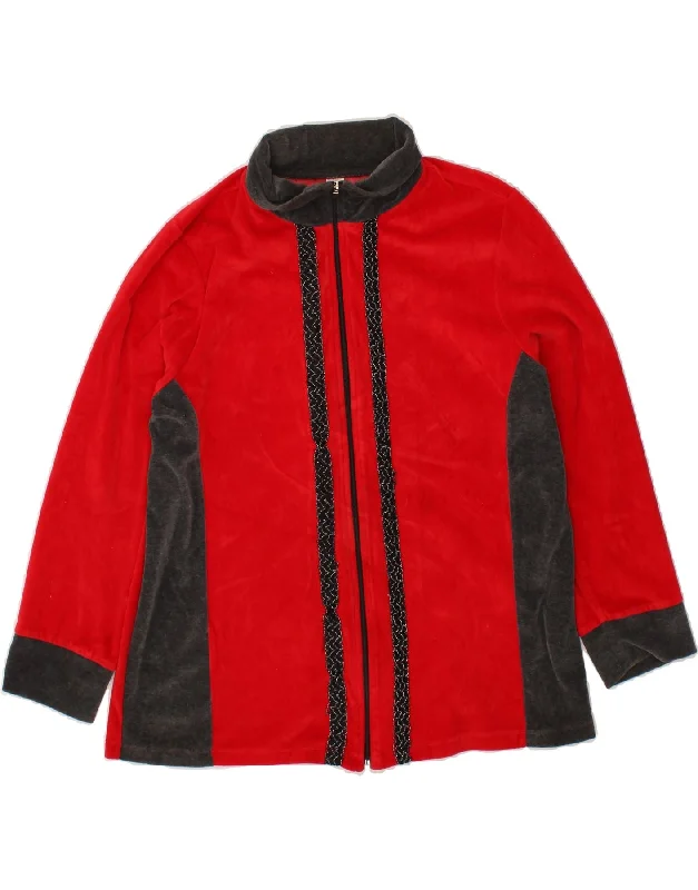 Exclusive Customization VINTAGE Womens Tracksuit Top Jacket EU 46 XL Red Colourblock Cotton
