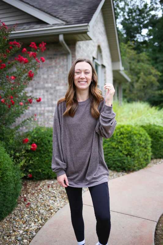 Fresh And Fashionable Chocolate Soft Fleece Long Sleeve Lightweight Sweatshirt | Boutique Elise Fresh And Fashionable Chocolate Soft Fleece Long Sleeve Lightweight Sweatshirt | Boutique Elise