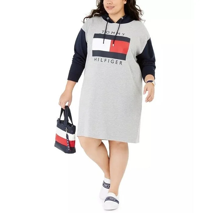 Fashion Selection Tommy Hilfiger Women's Plus Size Colorblocked Hoodie Sweatshirt Dress Gray Size 3X Fashion Selection Tommy Hilfiger Women's Plus Size Colorblocked Hoodie Sweatshirt Dress Gray Size 3X