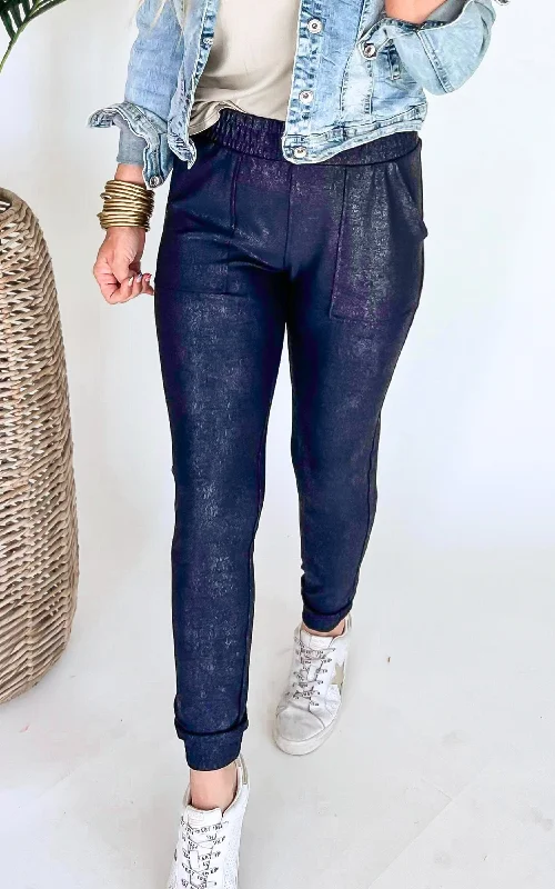 Breathable Design Foil Printed High-Waisted Joggers | Mono B - Final Sale