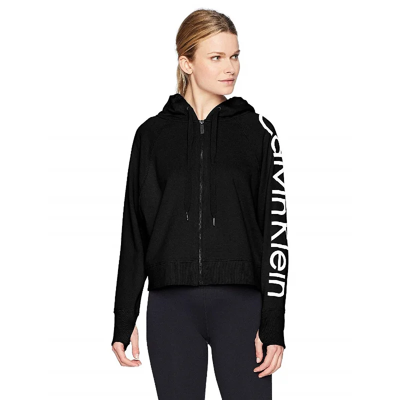 Street Cool Calvin Klein Performance Women's Logo Terry Hoodie Black Size Large - L