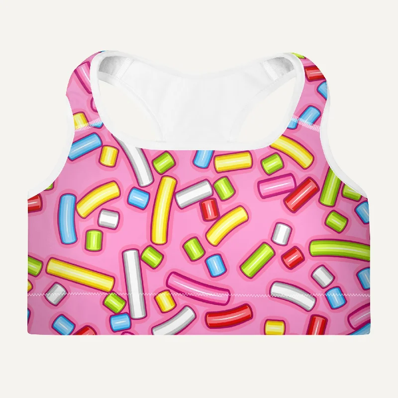 Fashionable Inner Wear Pink Donut Sprinkles Padded Sports Bra