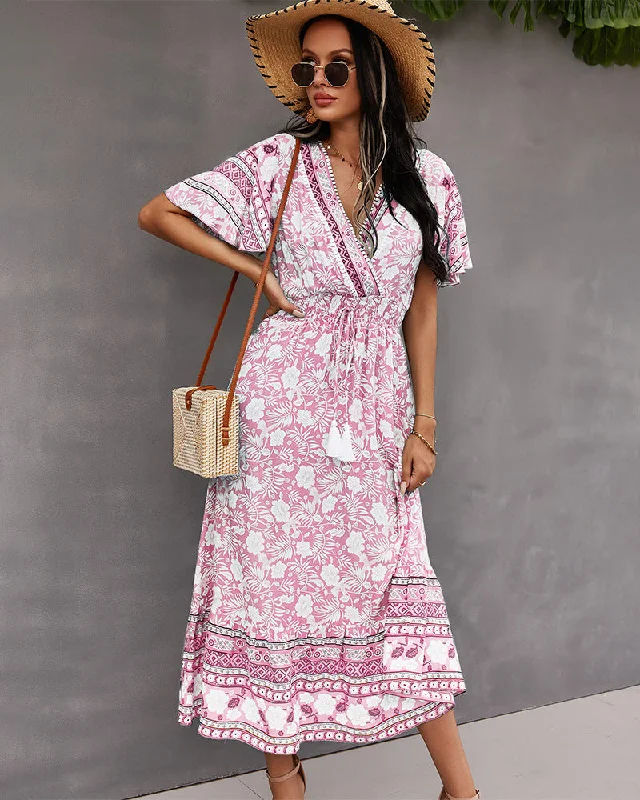 Classic Style It's Your Destiny Smocked Tassel Tie Maxi Dress