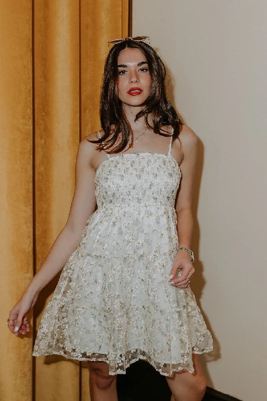 Elegant Design Angelica Cream Floral Mini Dress