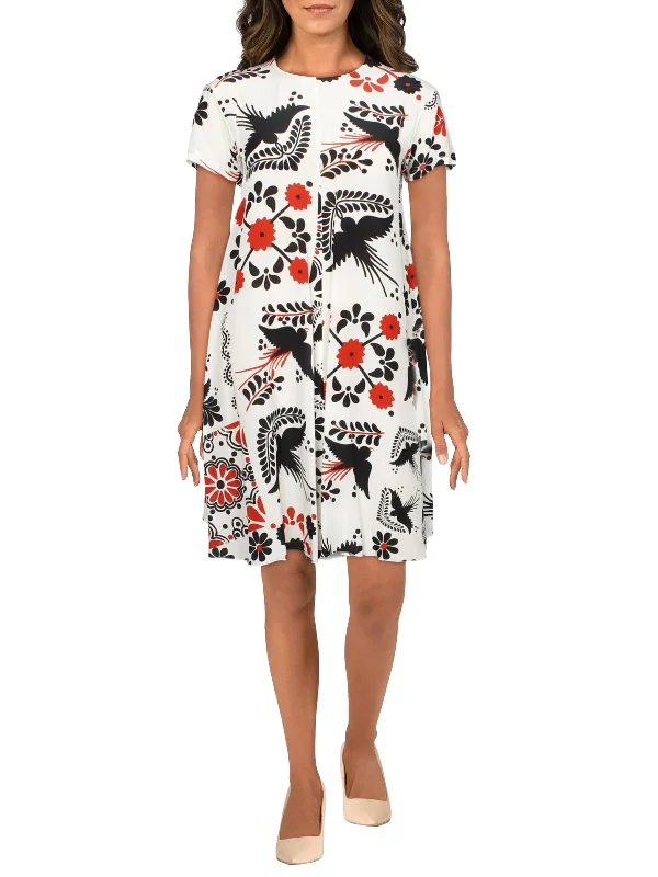 High Street Fashion Womens Silk Floral Print Shift Dress