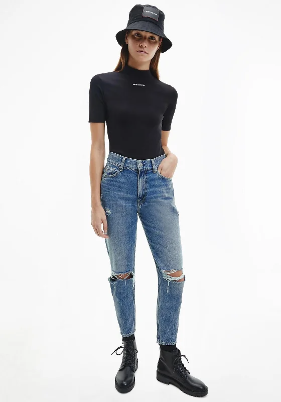 Refreshing Design Calvin Klein High Rise Ripped Mom Jeans, Blue