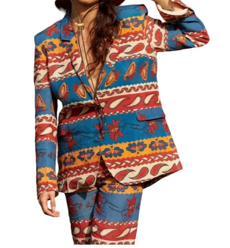 Romantic Data Vera Blazer In Paisley Blue