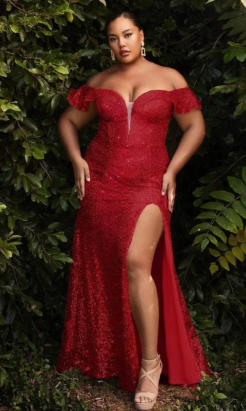 Bright Colors Ladivine CH167C - Sequin Ornate Evening Dress