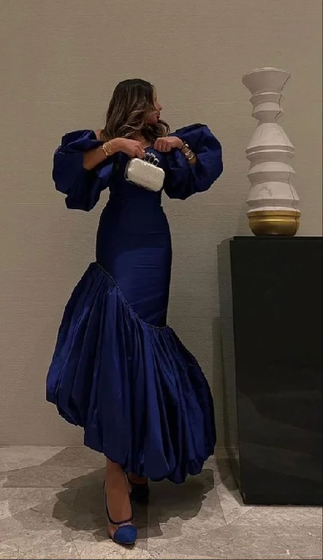 Noble And Elegant Royal Blue Off Shoulder Mermaid Ruffles Long Evening Dress, DP2938 Noble And Elegant Royal Blue Off Shoulder Mermaid Ruffles Long Evening Dress, DP2938
