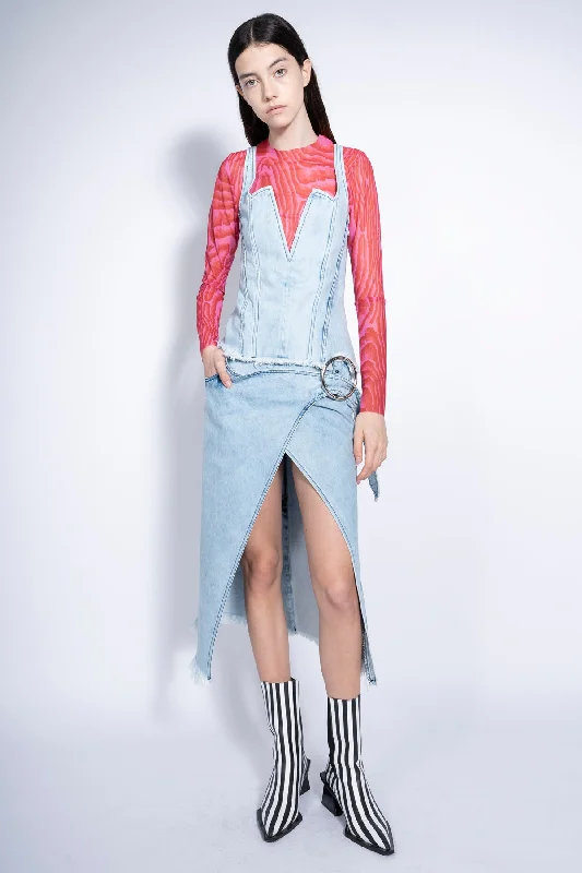 Personalized Wear ACID WASH SKIRT WITH SIDE SPLIT