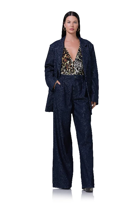 Age-reducing Style Agnes Oversized Blazer - Dark Rinse Wash