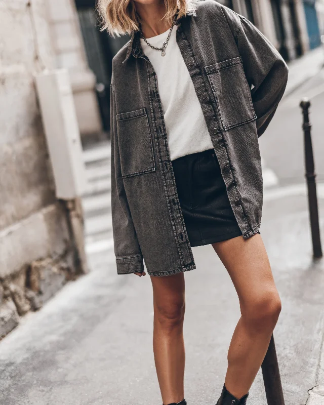 Youthful Street Fashion The Grey Denim Overshirt